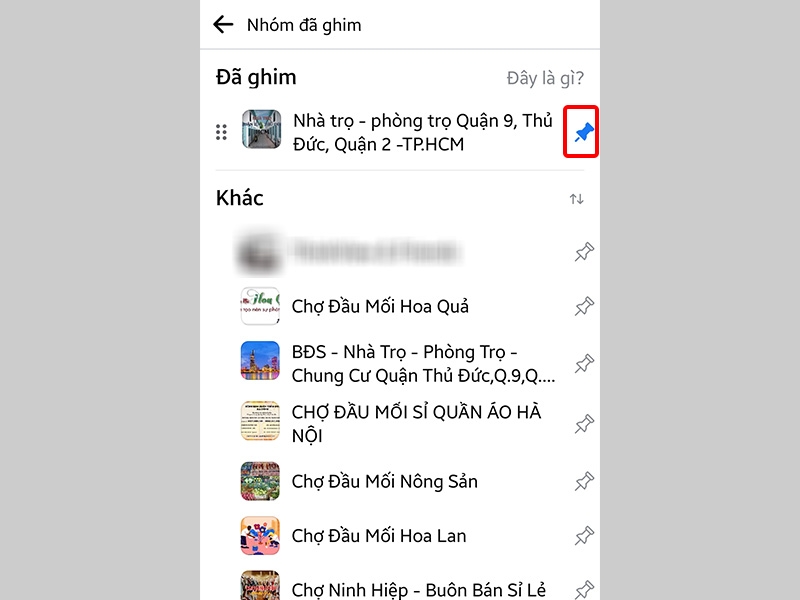 Nhấn vào biểu tượng Ghim màu xanh