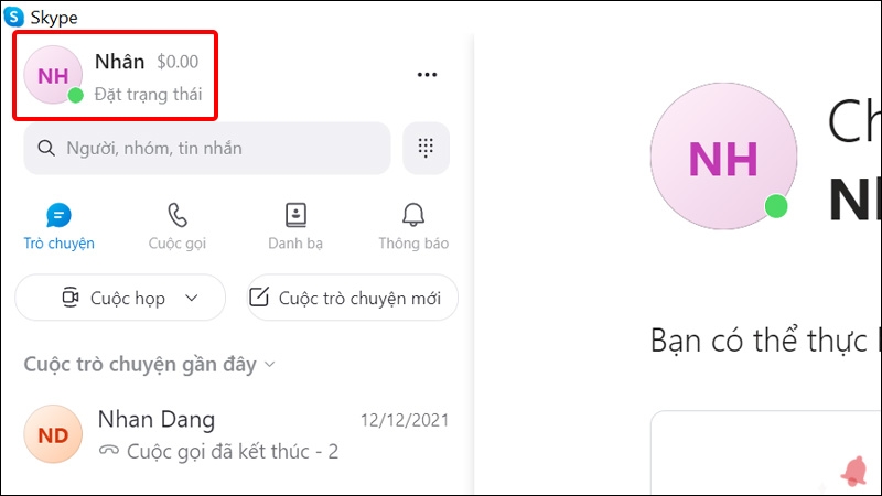Nhấn vào Ảnh đại diện
