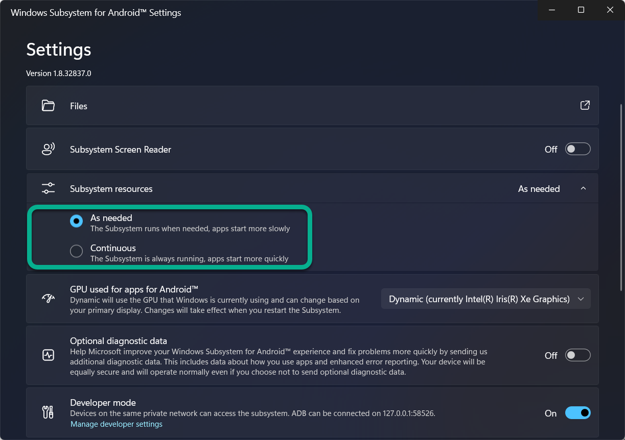 Ứng dụng Android cài đặt trong Windows 11