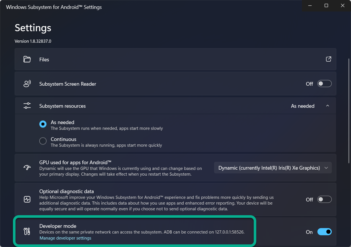 Ứng dụng Android cài đặt trong Windows 11
