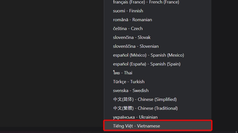 Chọn Ngôn ngữ mà bạn muốn hiển thị