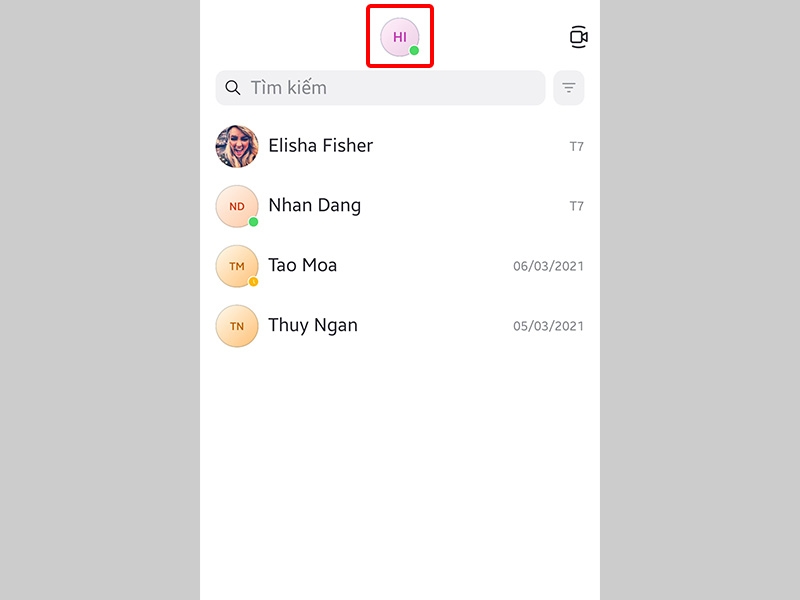Nhấn vào Ảnh đại diện của bạn