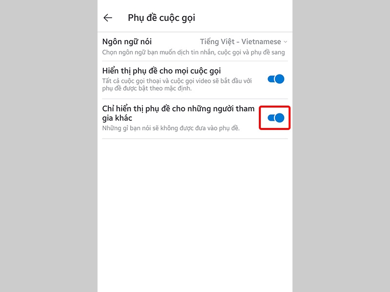 Kích hoạt phụ đề theo yêu cầu mà bạn muốn