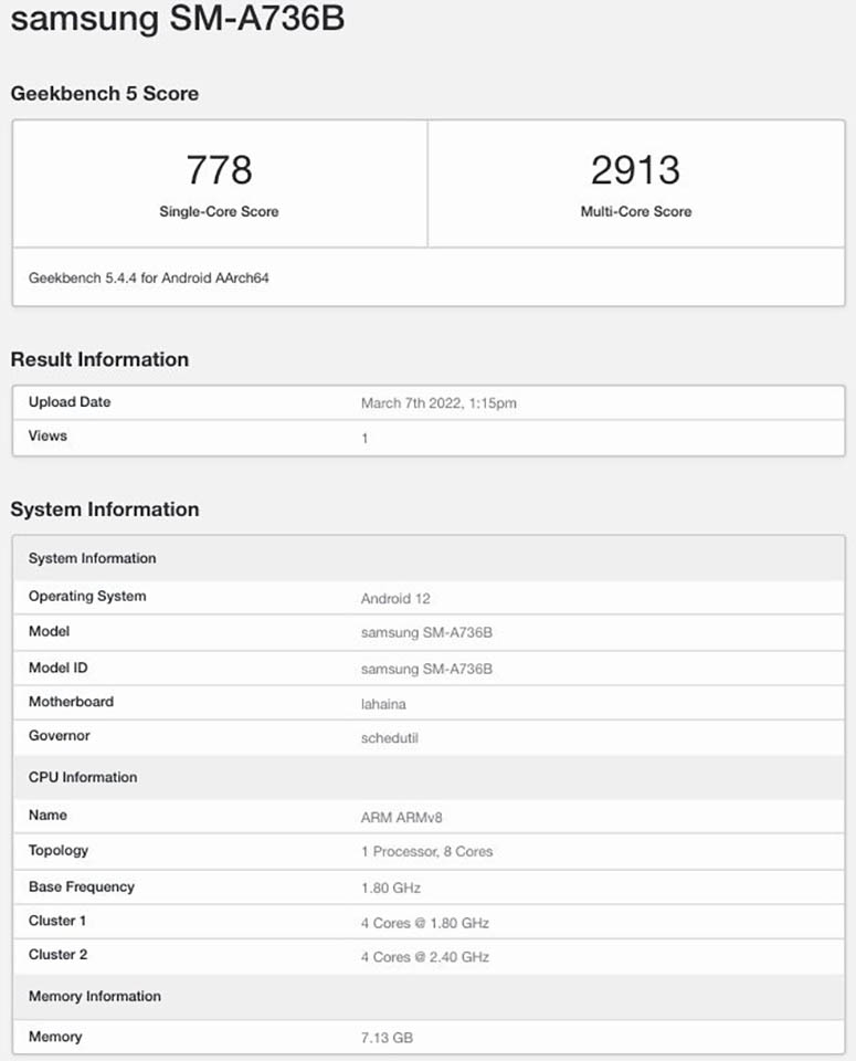 Galaxy A73 xuất hiện trên Geekbench