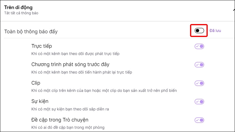 Tắt thông báo trên di động