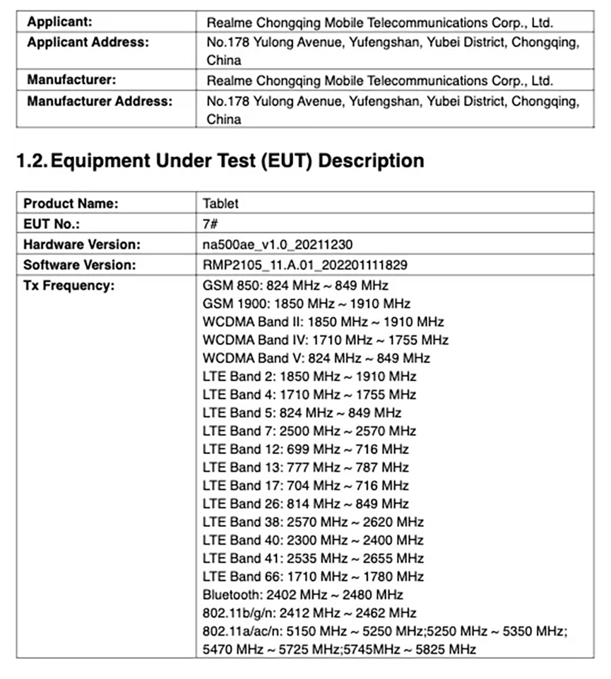 Realme Pad mini đạt chứng nhận FCC (ảnh 1) Realme Pad mini đạt chứng nhận FCC (ảnh 1)