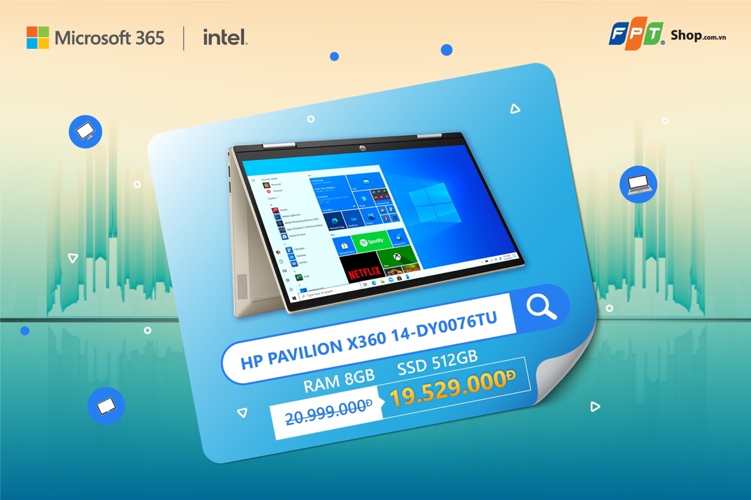 1.	LAPTOP HP PAVILION X360 14-DY0076TU I5 1135G7/8GB/512GB