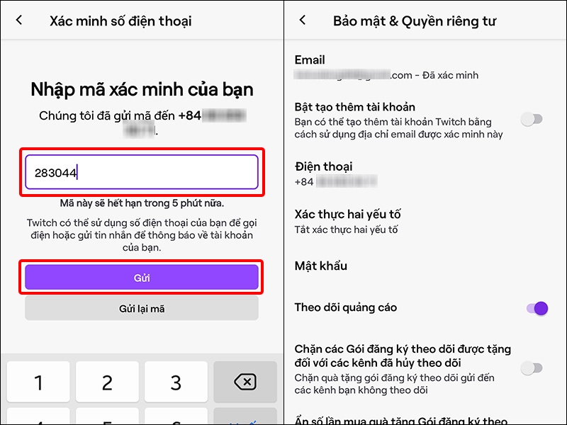 Nhập Mã xác minh sau đó nhấn Gửi