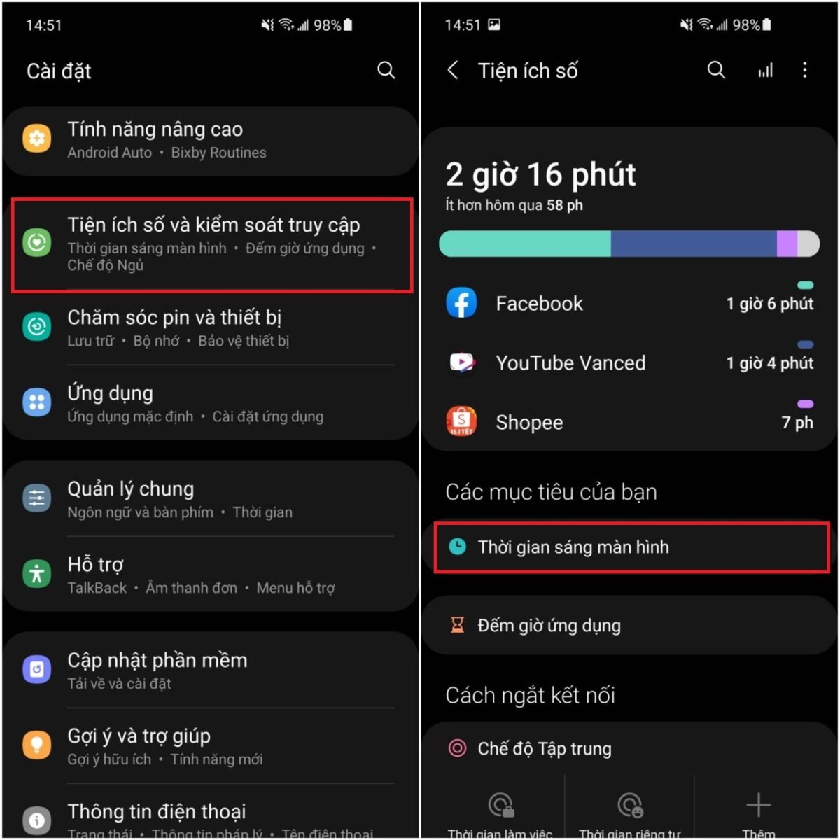 Cách cài đặt thời gian sáng màn hình trên điện thoại Samsung (1)
