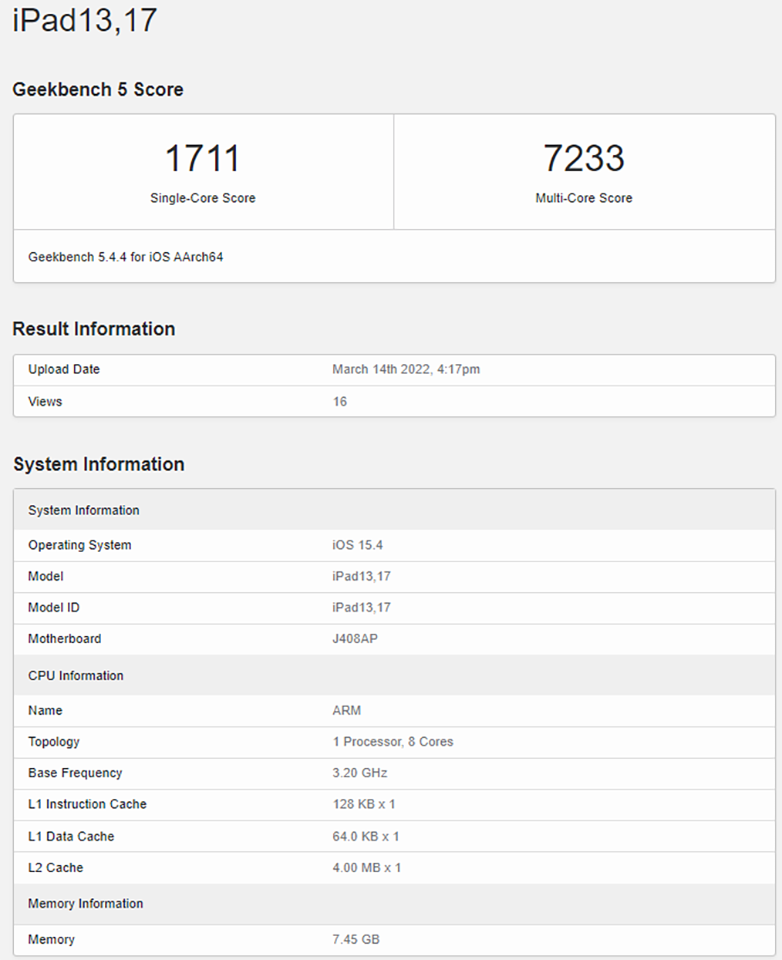 Kết quả benchmark cho thấy Apple đã không hạ hiệu năng chip M1 của iPad Air 5