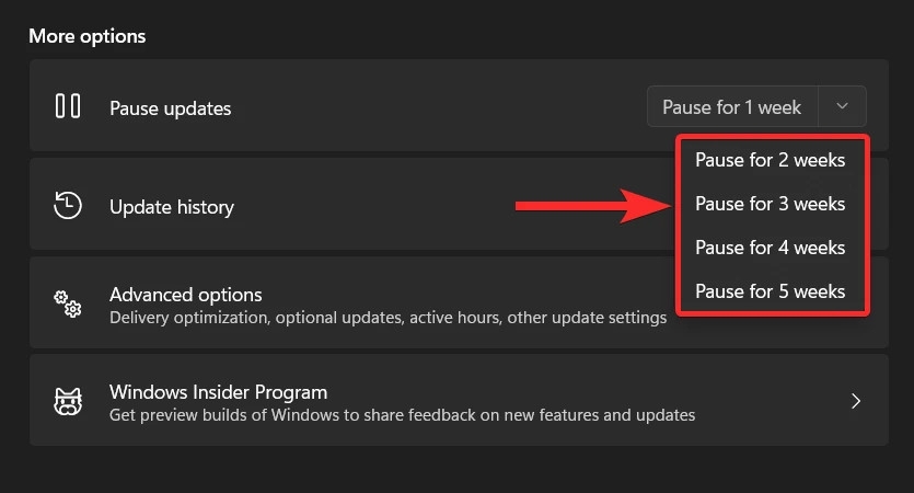Mẹo hay để tắt Windows 11 mà không cần cập nhật Windows (5)