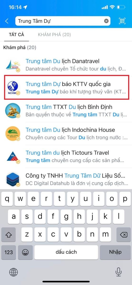 Cách xem dự báo thời tiết trên Zalo (1)