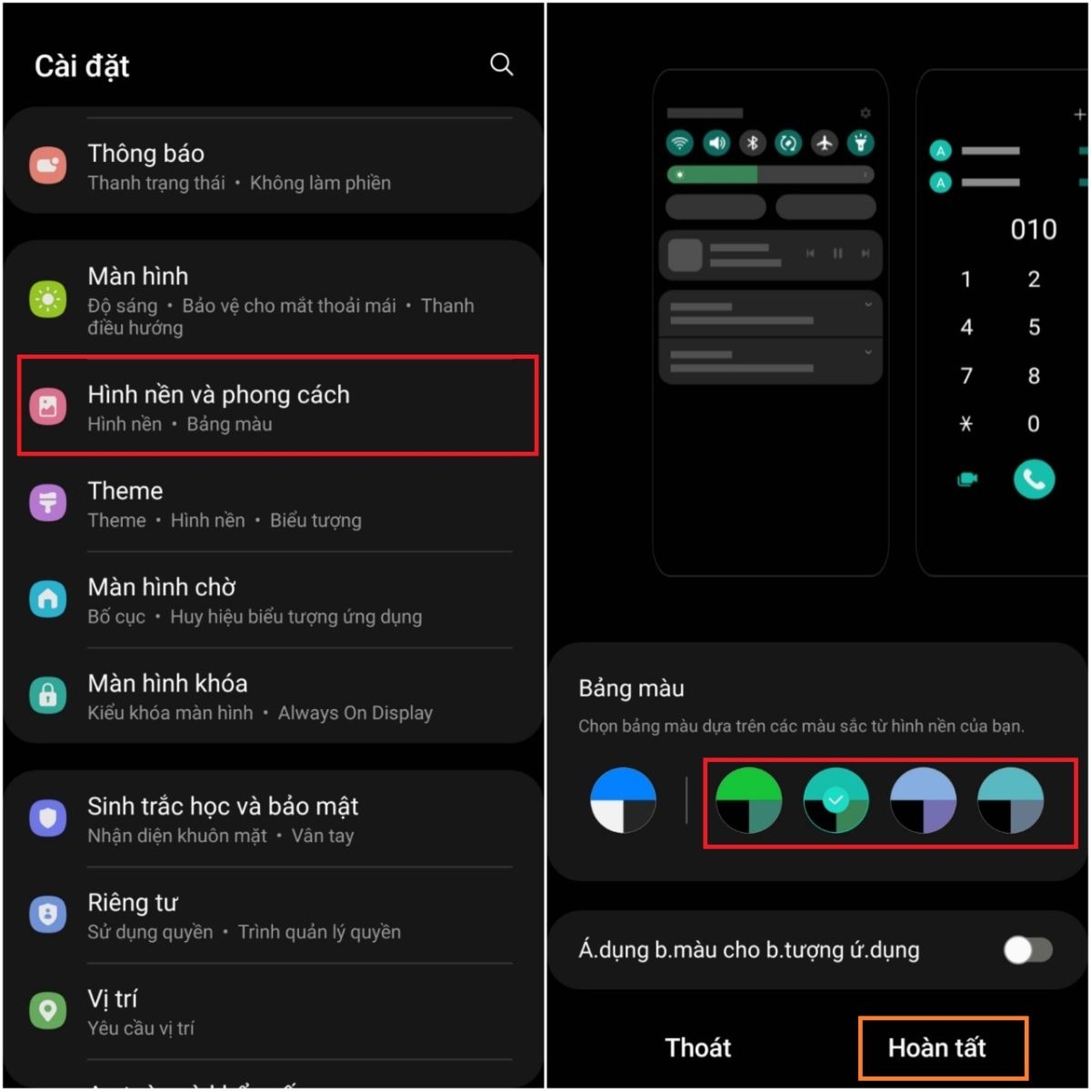 Cách chỉnh màu hệ thống hợp với hình nền trên điện thoại Samsung (3)