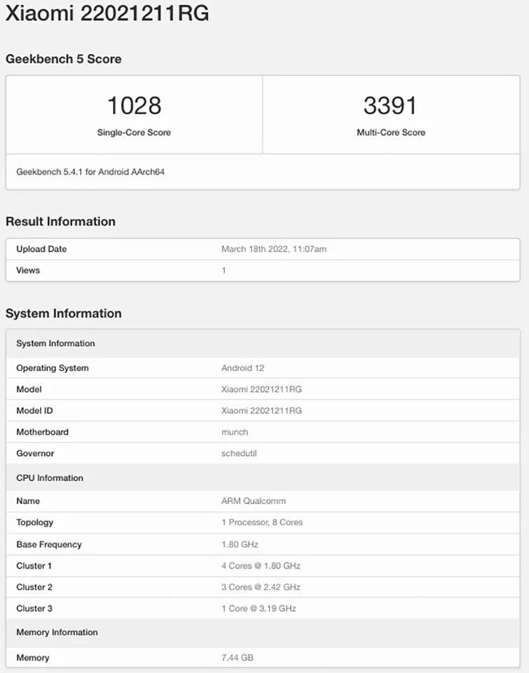 POCO F4 lộ diện trên Geekbench, xác nhận dùng chip Snapdragon 870, RAM 8GB POCO F4 lộ diện trên Geekbench, xác nhận dùng chip Snapdragon 870, RAM 8GB