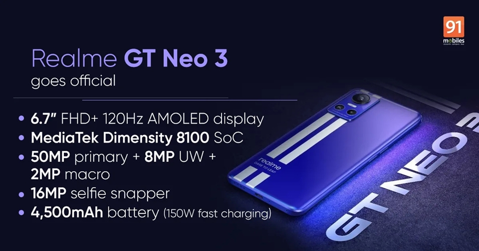 Realme GT Neo3 ra mắt (ảnh 1) Realme GT Neo3 ra mắt (ảnh 1)