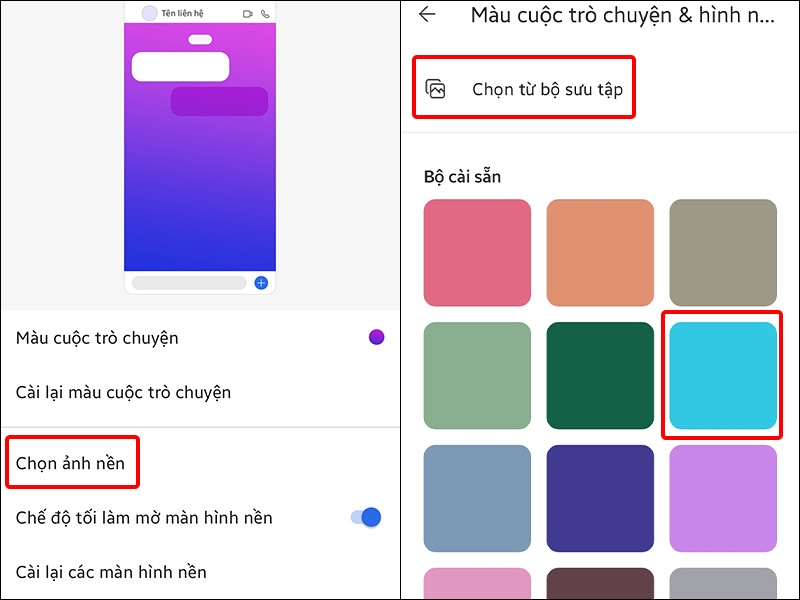 Nhấn vào Chọn hình nền và lựa chọn Hình nền mà bạn mong muốn