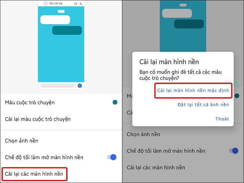 Cài đặt lại màn hình nền mặc định
