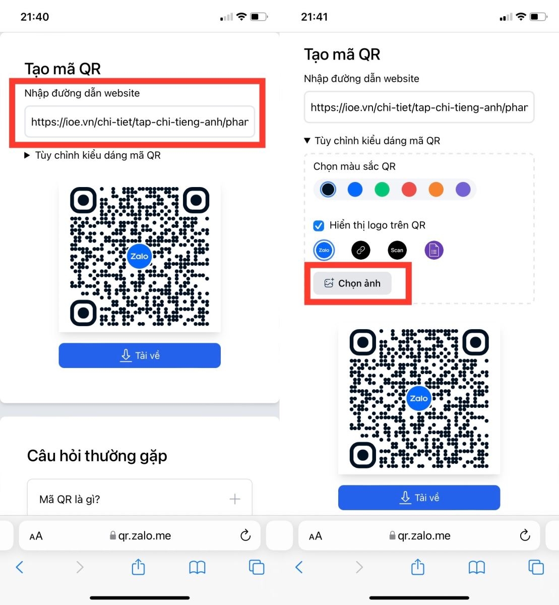 Cách tạo mã QR bằng Zalo (2)