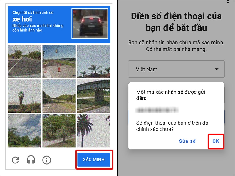 Xác minh danh tính và nhấn vào OK