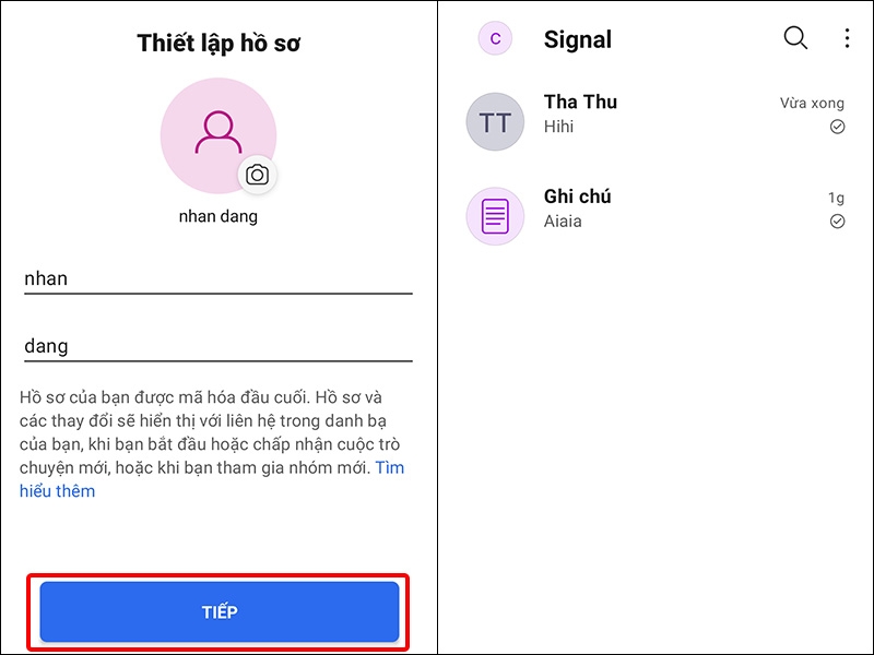 Nhấn vào TIẾP