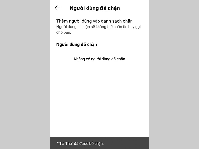 Liên hệ đã được bỏ chặn tại danh sách chặn