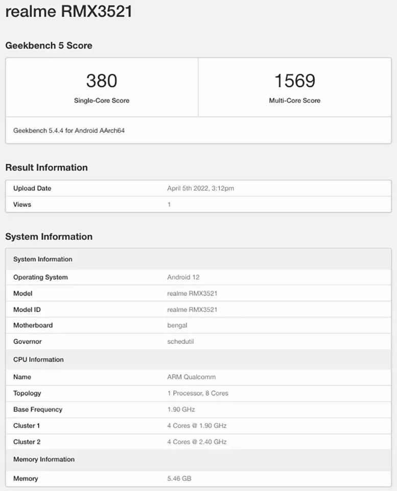 Realme 9 4G với chip Snapdragon 680 lộ điểm hiệu năng ấn tượng trên Geekbench