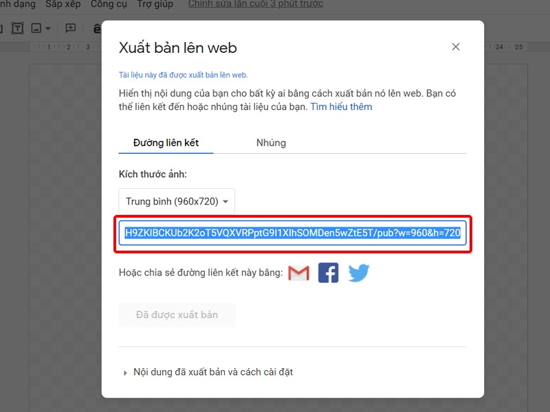 Nhấn Ctrl + C để sao chép đường liên kết