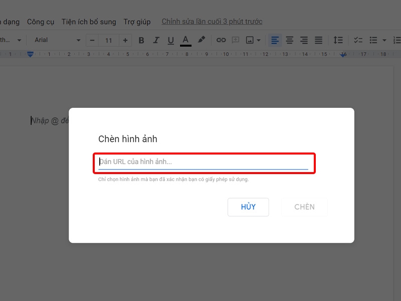 Dán đường liên kết vào ô trống