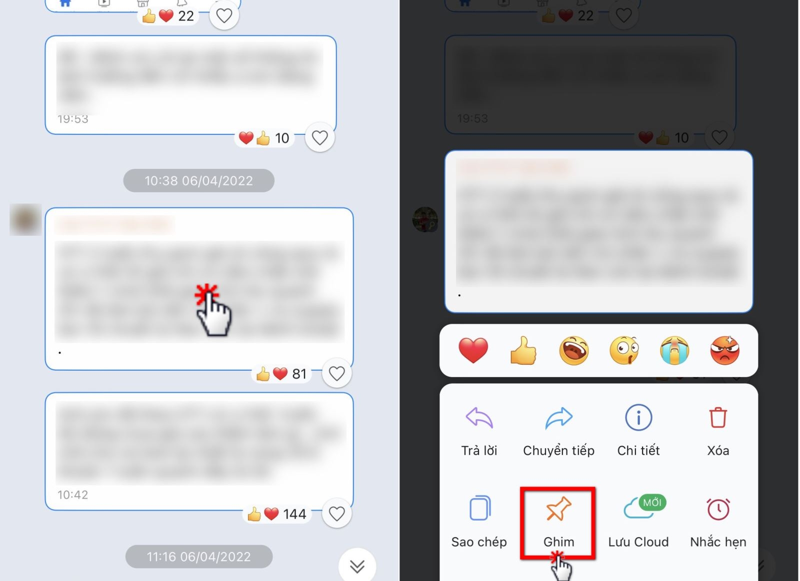 Hướng dẫn bạn cách ghim và bỏ ghim tin nhắn Zalo (1)