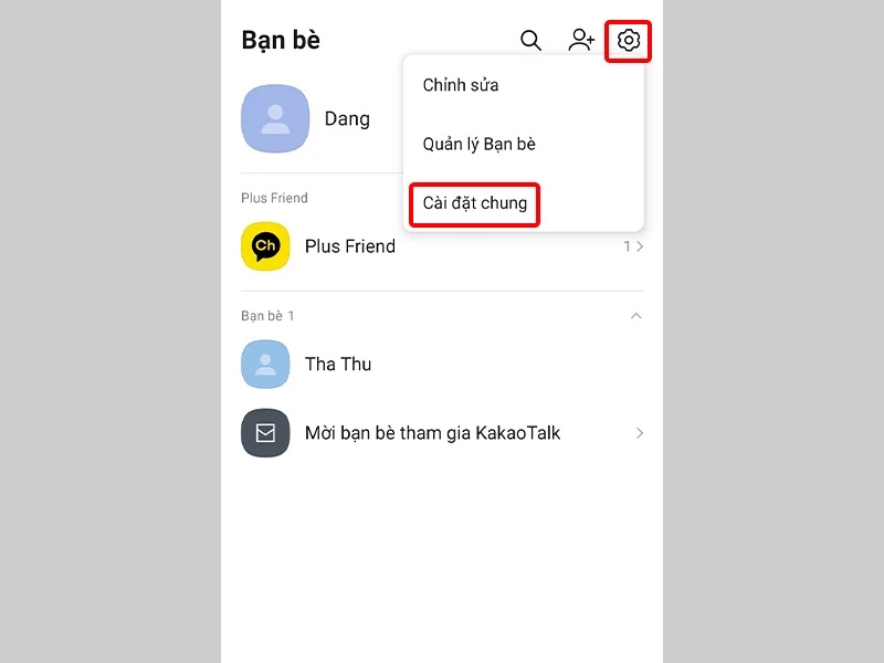 Nhấn vào biểu tượng Cài đặt và chọn Cài đặt chung