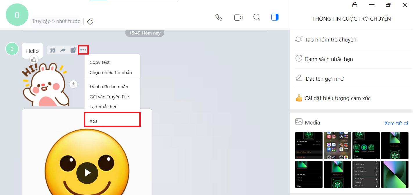 Cách thu hồi tin nhắn, xóa tin nhắn Zalo ở cả hai bên trên điện thoại và trên máy tính (3)