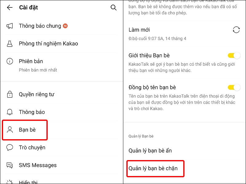 Nhấn vào Bạn bè và chọn Quản lý bạn bè