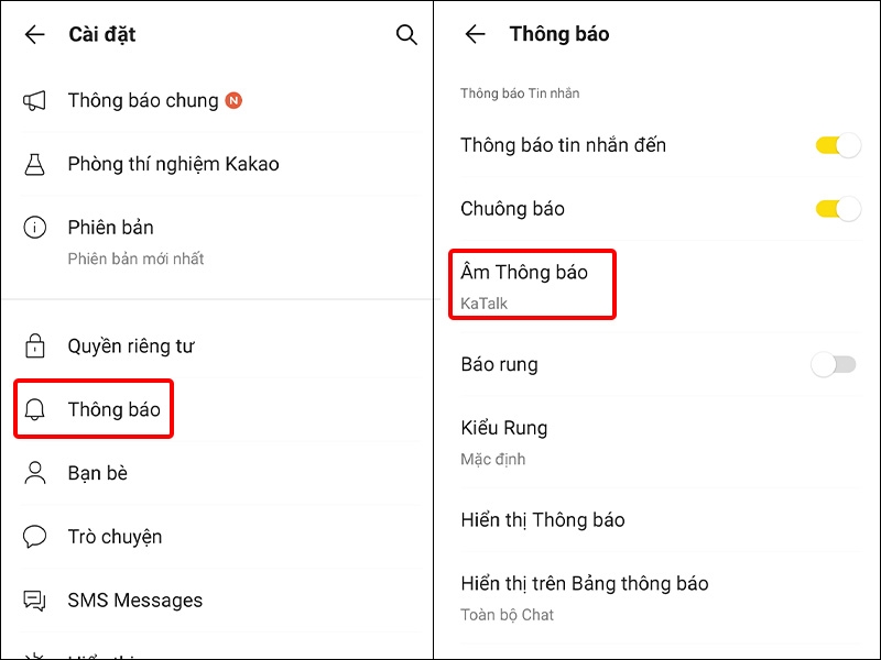 Nhấn vào Thông báo và chọn Âm thanh thông báo