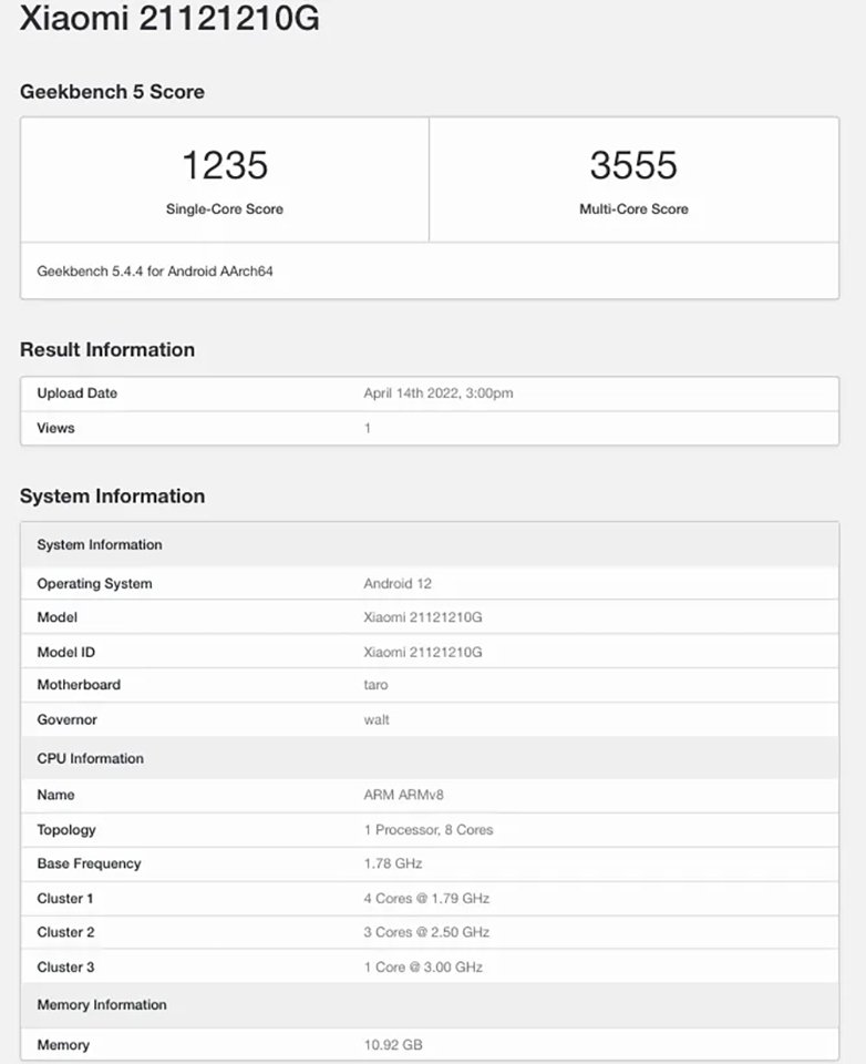 Xiaomi POCO F4 GT lộ cấu hình trên Geekbench, xác nhận dùng chip Snapdragon 8 Gen 1