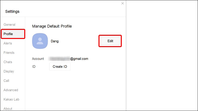 Nhấn vào Profile và chọn Edit