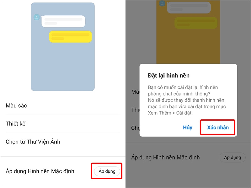 Nhấn vào Áp dụng và chọn Xác nhận