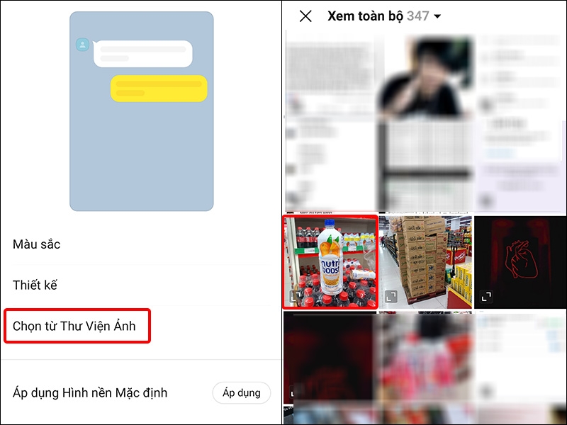 Nhấn vào Chọn từ Thư Viện Ảnh và chọn hình ảnh mà bạn muốn