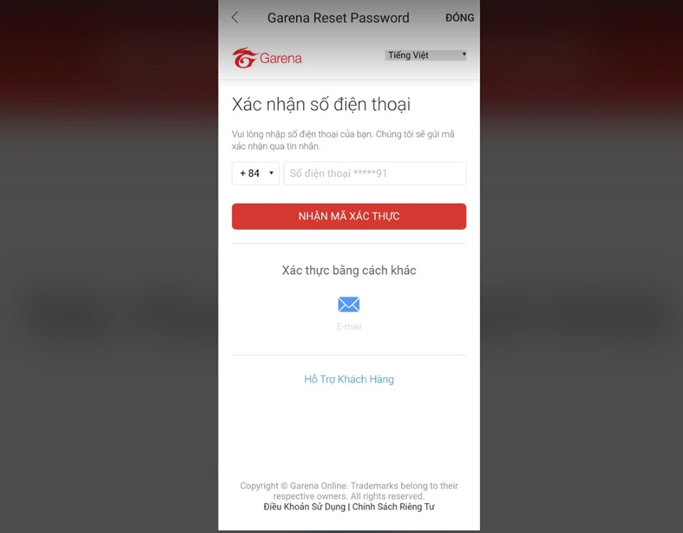 Đổi mật khẩu Garena trên điện thoại - Ảnh 08