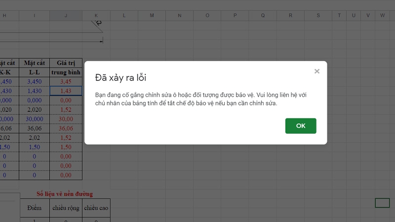Người khác không thể chỉnh sửa ô mà bạn đã khóa