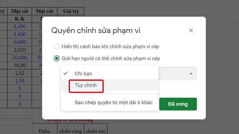 Chọn Tùy chỉnh