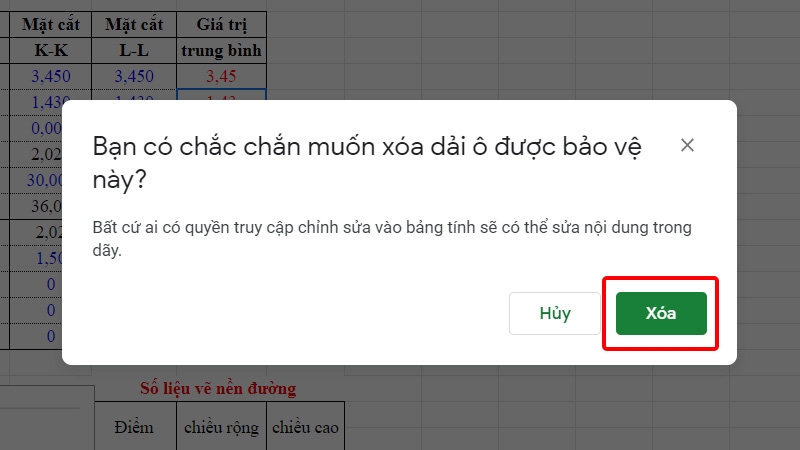 Nhấn vào Xóa
