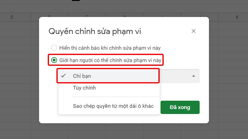 Chọn Quyền chỉnh sửa của bạn