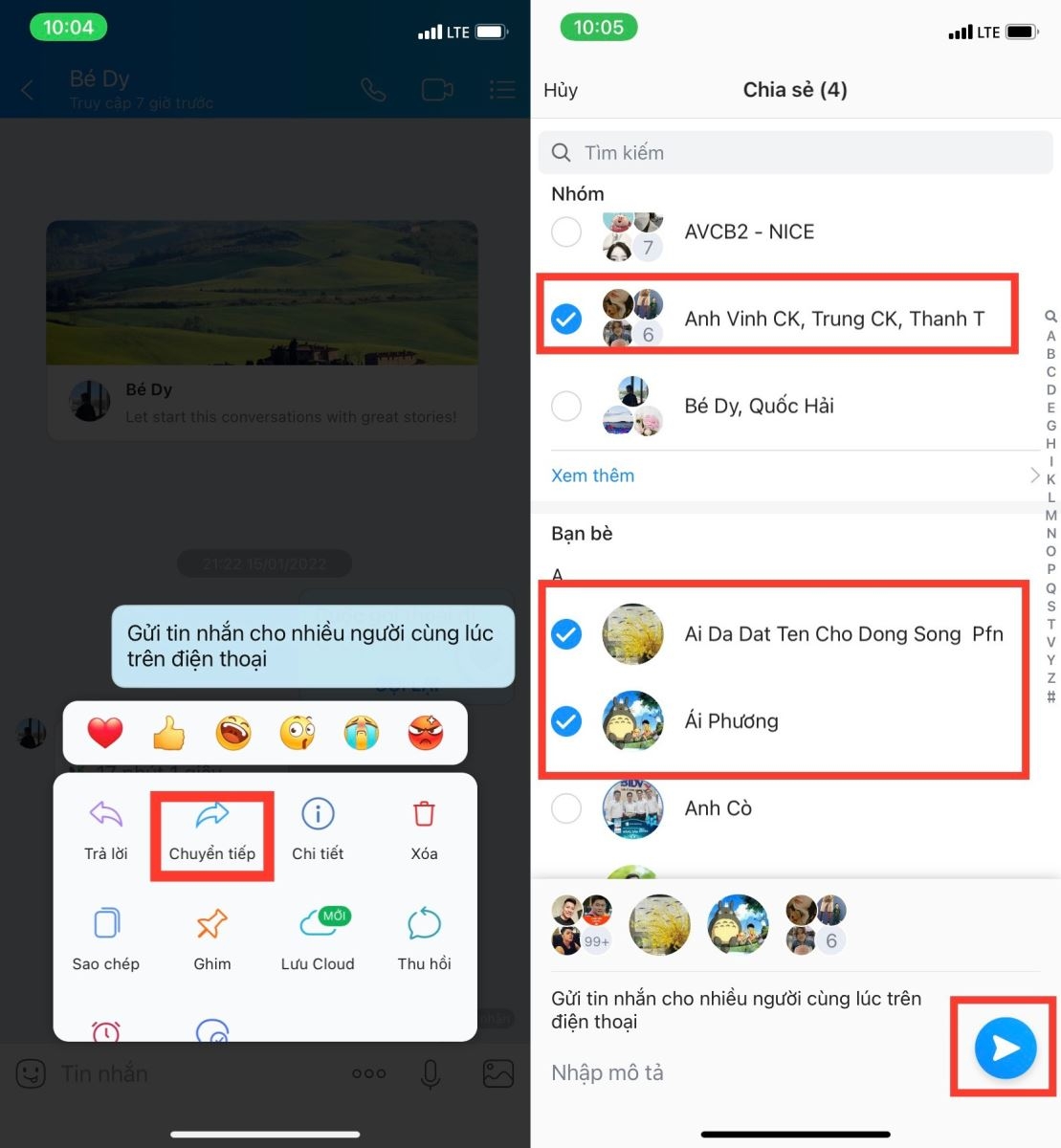 Cách gửi tin nhắn hàng loạt trên Zalo (1)