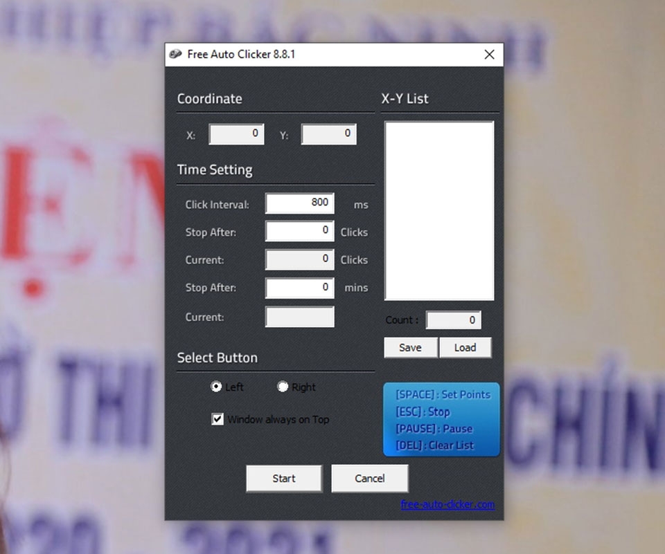 Phần mềm Auto Click Free Auto Clicker