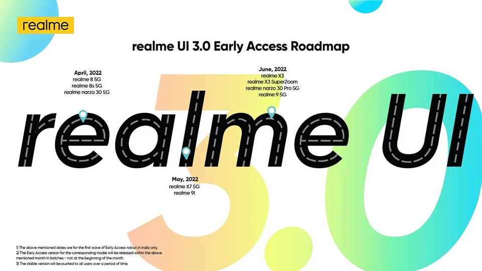 Danh sách các điện thoại Realme sẽ được cập nhật Realme UI 3.0 trong Q2/2022