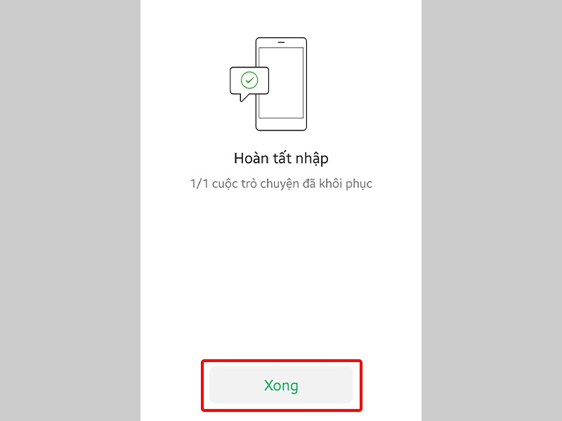 Nhấn Xong để hoàn tất Cài đặt