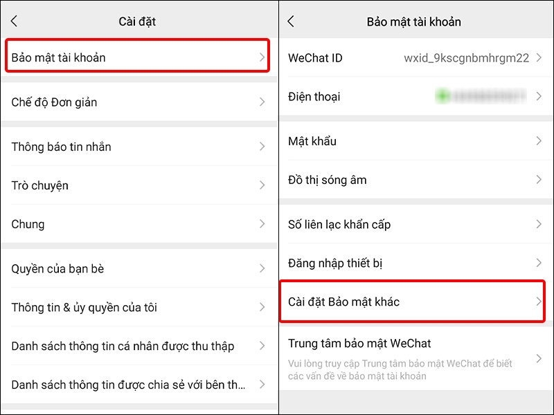 Nhấn vào Bảo mật tài khoản và chọn Cài đặt Bảo mật khác