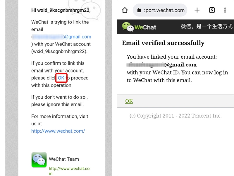 Nhấn OK để đồng ý xác minh tài khoản Email