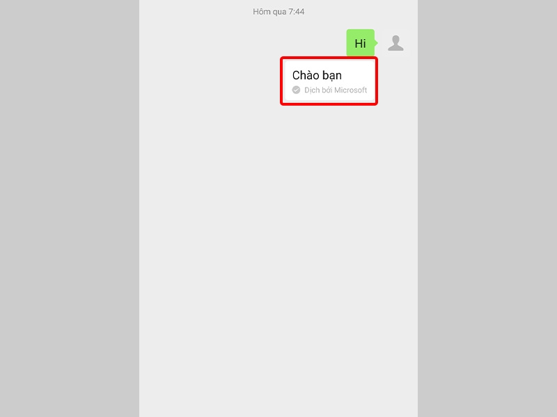 Tin nhắn được dịch sẽ được hiển thị dưới tin nhắn gốc