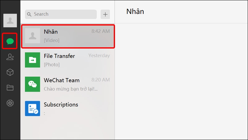 Nhấn vào mục Chat và chọn cuộc trò chuyện muốn dịch